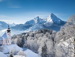 Bavarian Forest National Park winter landscape with house