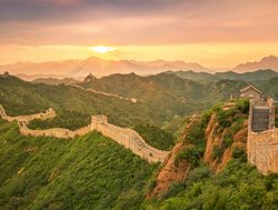 Sun setting over Beijing Great Wall National Park