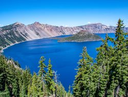 Blue sky for the blue water of Crater Lake