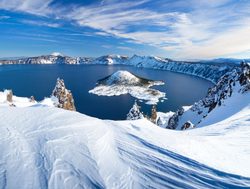 Snow covered Crater Lake National Park