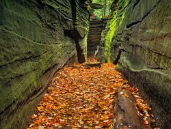 Narrow gorge trail in Cuyahoga Valley National Park