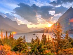 Glacier National Park sunrise in the fall