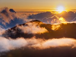 Haleakala National Park sunrise with the clouds