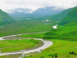 Lake Clark National Park river meandering thorugh the valley