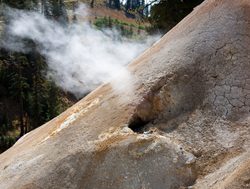 Lava rock and steam in Lassen Volcanic National Park