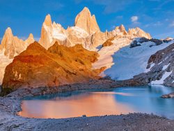 Los Glaciares National Park Mt. Fitz Roy sunsetting on mountain