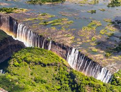Mosi oa Tunya Victoria Falls aerial view dry season