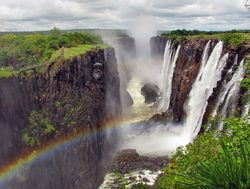 Mosi oa Tunya Victoria Falls dry season rainbow
