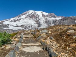 Hiking trail up Mount Rainier in the national park