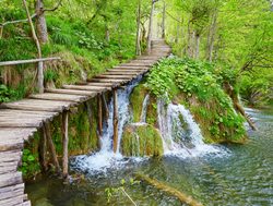 Plitvice Lakes National Park boarded trail through falls