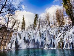 Plitvice Lakes National Park winter landscape
