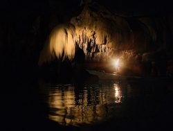 Puerto Princesa Subterranean River in the dark of the cave