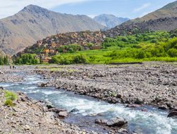 Toubkal National Park town aroumd with stream