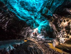 Vatnajokull National Park colorful ice cave