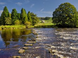 Yorkshire Dales National Park stepping stones across river